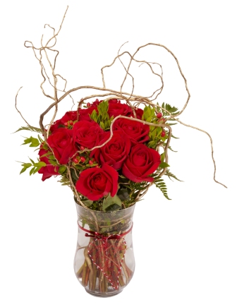 red roses with branches