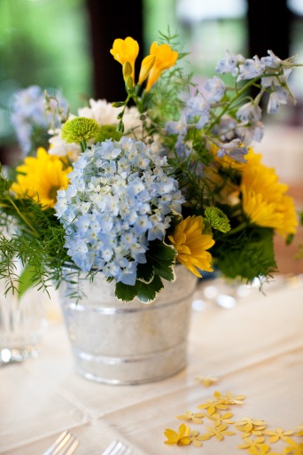 blue and yellow centerpiece