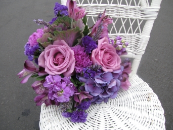 purple roses, hydrangea and lavender