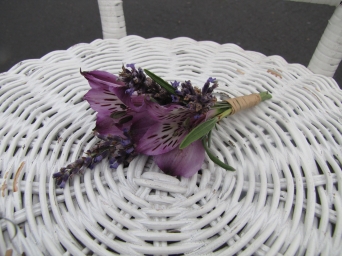 alstromeria and lavender boutonniere