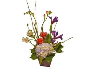 iris, hydrangea, roses, freesia